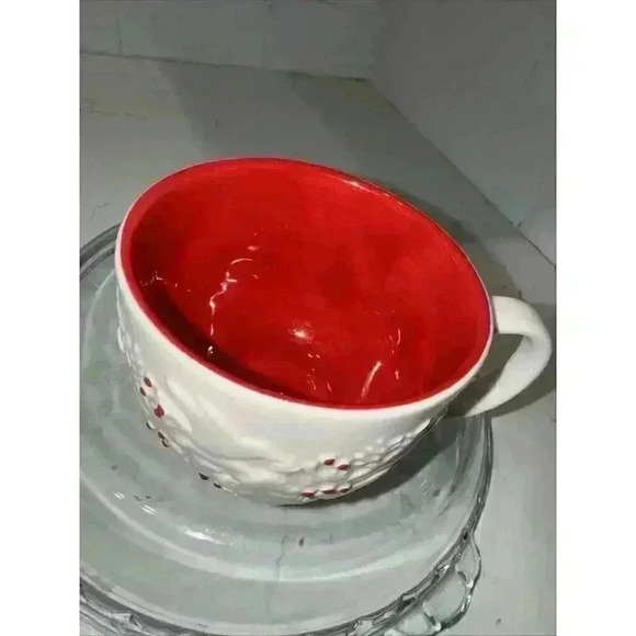 Starbucks 2008 Coffee Mug Cristhmas Doves Holly Berry White Red - Picture 3 of 11